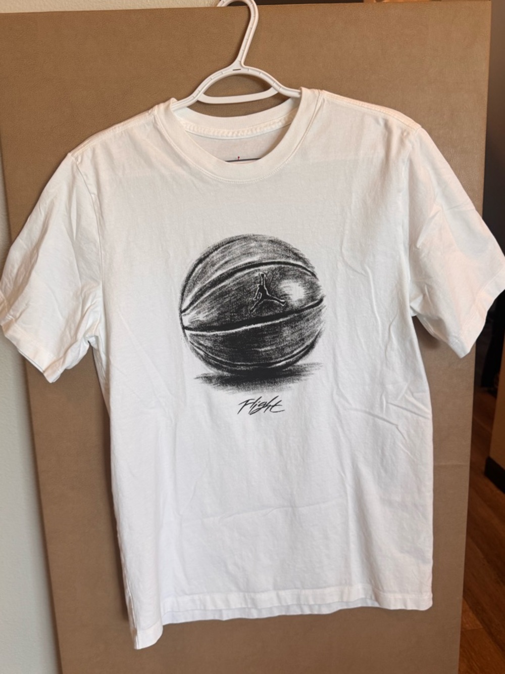 Jordan White Tee with Black Basketball Sketch